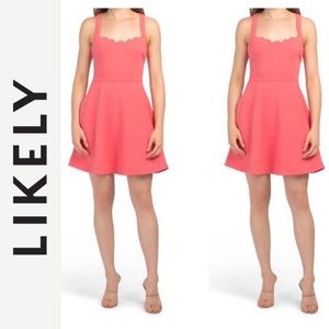 Likely Huntington Fit & Flare Scalloped Neckline Skater Mini Dress